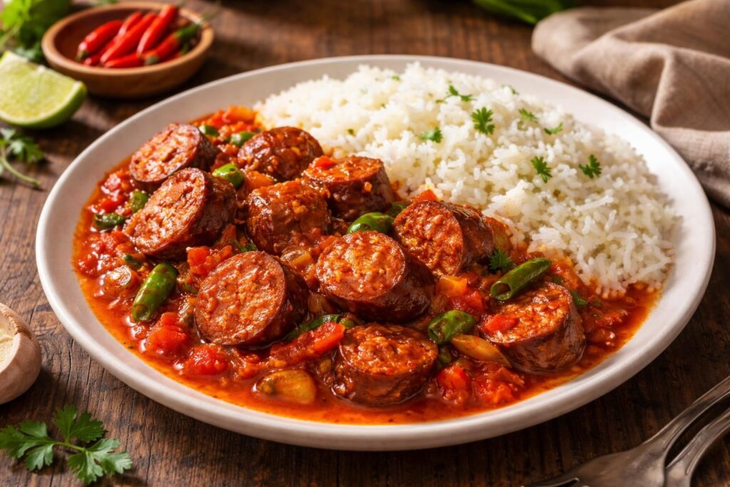 découvrez la recette traditionnelle du rougail saucisse, un plat savoureux et épicé originaire de la réunion, facile à préparer et idéal pour un repas convivial.